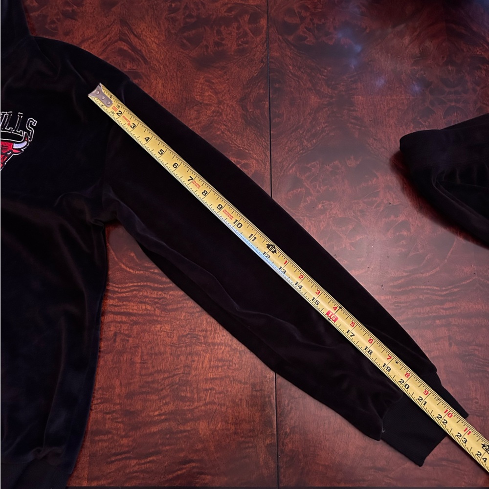 Chicago Bulls Velour Outfit Set M Black Zip Hoodie Sweatsuit Pants Hoodie NBA - Picture 9 of 13